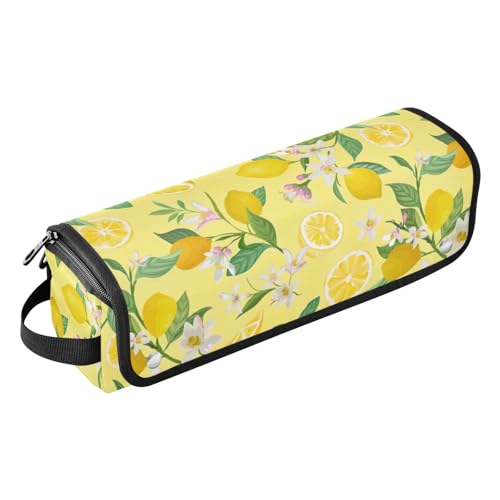linqin Reisetasche für Damen, mit herausnehmbarer, hitzebeständiger Matte, tragbarer Haarstyling-Werkzeug-Organizer für Glätteisen, Lockenstab und Haartrockner, Zitronengelb, Zitrone Tropic Fruits, von linqin