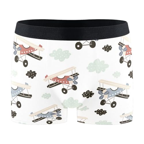 linqin Retro Flugzeuge Boxer Brief Unterwäsche Männer Atmungsaktive Herren Bambus Unterwäsche Unterhose, Retro Flugzeuge, Medium von linqin