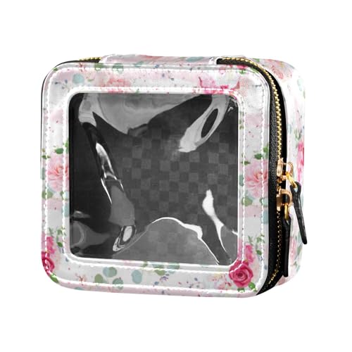 linqin Romantische Blumensträuße mit rotem Pfirsich-Design, niedlicher Make-up-Tasche, transparenter Kulturbeutel, tragbarer Make-up-Organizer für Reisen, Romantische Blumensträuße, 1 size von linqin
