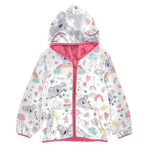 linqin Rosa Floral Koala Baby Mädchen Fleece Jacke Kleinkind Junge Jacke Rosa Einfache Baby Junge Kleidung 3T, Rosa Blumen-Koala, 7-8 Jahre von linqin