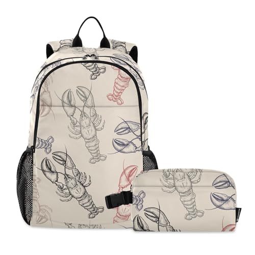 linqin Rucksack und Lunchtasche mit Tiermotiven für Teenager, Mädchen, Jungen, Schulrucksack mit Lunchbox, Jungen, Schultaschen 9–10 Jahre von linqin