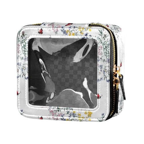 linqin Schicke Make-up-Tasche mit Blumenmotiven, Schmetterlinge, transparent, klein, Reisetaschen für Toilettenartikel, Kosmetiktaschen für Damen, Schicke Blumen, Schmetterlinge, 1 size von linqin
