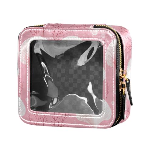 linqin Schicke Make-up-Tasche mit Jakobsmuschel-Motiv, niedlich, transparent, kleine Kosmetiktasche für Geldbörse für Reisen, Chic Scallop Hot Peach, 1 size von linqin