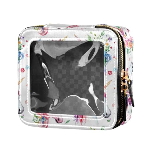linqin Schicke bunte Einhörner, transparente Make-up-Tasche für Geldbörse, Kulturbeutel, Leder, Organizer-Tasche für Reisen, Schicke, bunte Einhörner, 1 size von linqin