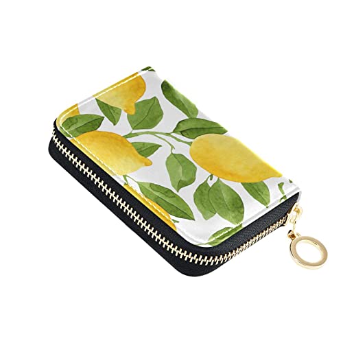 linqin Schlankes Kartenetui, sicherer Reißverschluss, Geldbörse für Damen, Leder, Kreditkartenetui für die Arbeit, gelbe Zitrone, Gelbe Zitrone., Einheitsgröße, Classic von linqin