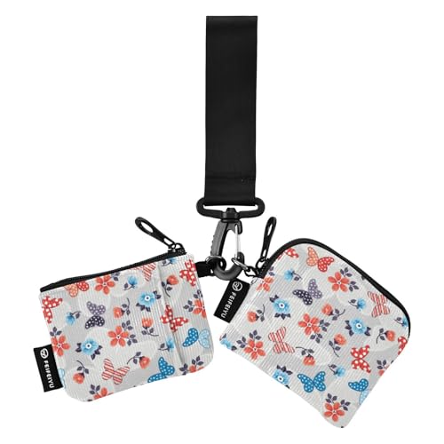 linqin Schmetterlinge Blumen Blau Rot Damen Kleingeldbörse Kartenhüllen Slim Abnehmbare Kartenhalter mit Schlüsselanhänger für Frauen Männer 2 Packungen, Schmetterlinge Blumen, 1 size linqin Schmetterlinge Blumen Blau Rot Damen Kleingeldbörse Kartenhüllen Slim Abnehmbare Kartenhalter mit Schlüsselanhänger für Frauen Männer 2 Packungen, Schmetterlinge Blumen, 1 size von linqin