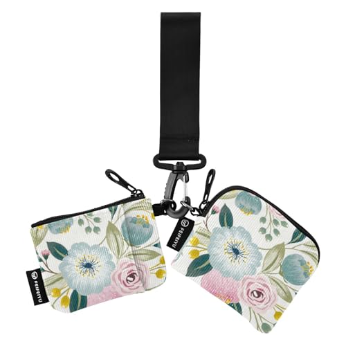 linqin Spring Floral Damen Dual Wallets Busniess Kartenetuis Slim Portable Reißverschluss Münzbörse Geldbörse Geldbörse Geldbörse mit Reißverschlusstasche für Männer Frauen 2 Stück, von linqin