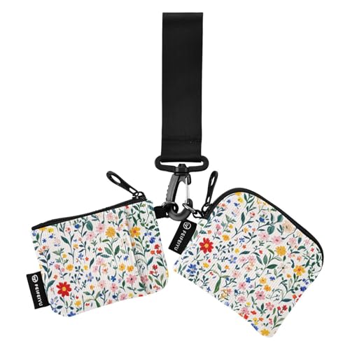 linqin Spring Wild Flowers White Dual Coin Purse Credit Card Holder Wallet Thin Flat Credit Card Wallet Case with Keychain for Women Men 2 Packs, Spring Wild Flowers White, 1 size von linqin