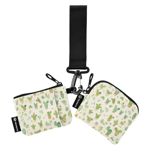 linqin Sprouting Cacti Green Damen Kartenetuis Kleingeldhalter Mini Mode Geld Organizer mit Handgelenkschlaufe für Damen Mädchen 2 Packungen, Sprouting Cacti Green, 1 size von linqin
