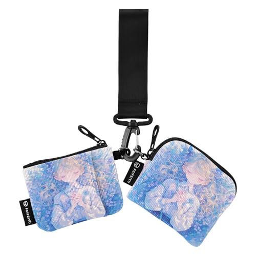 linqin Süßes Mädchen, Kornblumenblau, Damen-Münzbeutel, Kartenhalter, großes Fassungsvermögen, Ausweis-Schutz mit Reißverschluss, Münzfach für Damen und Mädchen, 2 Stück, Cute Girl Cornflower Blue, 1 linqin Süßes Mädchen, Kornblumenblau, Damen-Münzbeutel, Kartenhalter, großes Fassungsvermögen, Ausweis-Schutz mit Reißverschluss, Münzfach für Damen und Mädchen, 2 Stück, Cute Girl Cornflower Blue, 1 von linqin