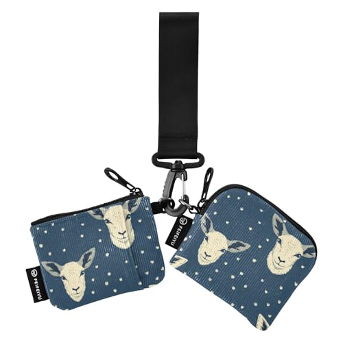 linqin Süßes Tiergesicht Damen Kartenetuis Kleingeldhalter Kleingeldbörse Geldbörse Geldbörse mit Handgelenkschlaufe für Damen Mädchen 2 Packungen, Niedliches Tiergesicht, 1 size von linqin