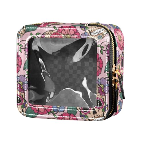 linqin Sugar Skulls Make-up-Tasche, wasserdicht, transparent, Reise-Kulturbeutel, Leder-Kosmetiktasche für Damen, Sugar Skulls, 1 size von linqin
