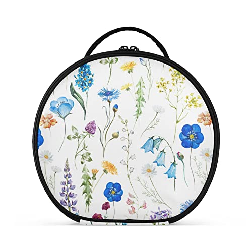 linqin Tragbare Make-up-Tasche, Organizer für Frauen, Reise-Make-up-Tasche mit verstellbaren Trennwänden, Aquarell-Blumen-Hautpflege-Tasche für Kosmetik, Kulturpinsel, Schmuck, Wasserfarbe, Einheitsgröße von linqin