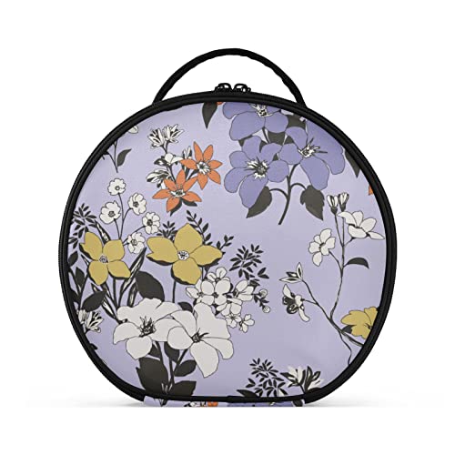 linqin Tragbare Make-up-Tasche Organizer für Frauen, Reise-Make-up-Etui mit verstellbaren Trennwänden, Blumenblättern, Hautpflege-Tasche für Kulturartikel, Schmuckpinsel, Kosmetika, Blumen Blätter, Einheitsgröße von linqin