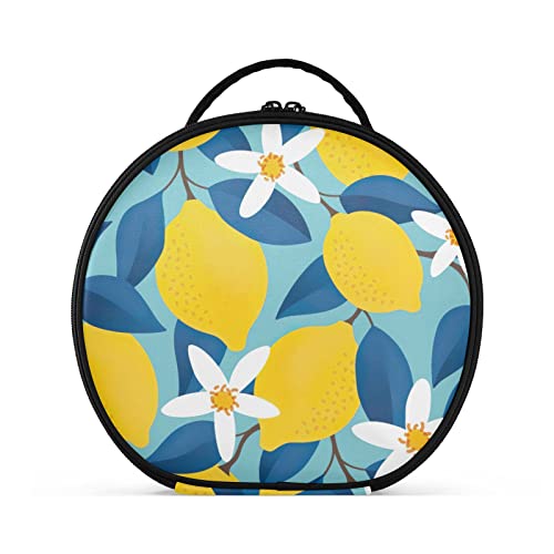 linqin Tragbare Make-up-Tasche für Frauen, Reise-Make-up-Koffer mit verstellbaren Trennwänden, tropische Zitronen-Hautpflege-Tasche für Pinsel, Schmuck, Kosmetik, Kulturartikel, Tropical Lemon, Einheitsgröße von linqin