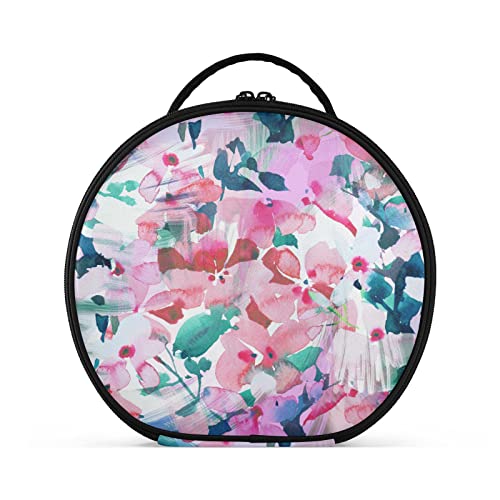 linqin Tragbare Make-up-Tasche für Frauen, Reise-Make-up-Tasche, Organizer mit verstellbaren Trennwänden, Aquarell-Blumenfarbe, Kulturbeutel für Schmuck, Kosmetik, Pinsel, Aquarell-Blumenfarbe, Einheitsgröße von linqin