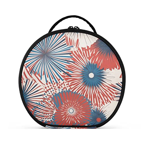 linqin Tragbare Make-up-Tasche für Frauen, Reise-Make-up-Tasche, Organizer mit verstellbaren Trennwänden, Unabhängigkeitstag, amerikanisches Feuerwerk, rot-blau, Kulturbeutel für Kulturartikel, Schmuck, Kosmetikpinsel, Feuerwerk rot blau, Einheitsgröße von linqin