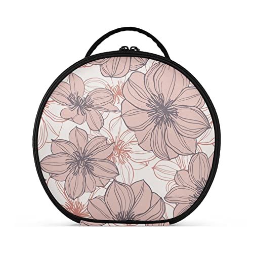 linqin Tragbare Make-up-Tasche für Frauen, Reise-Make-up-Tasche, Organizer mit verstellbaren Trennwänden, floral, große Blumen, Zugetui, Make-up-Box für Schmuck, Pinsel, Kosmetika, Große Blumen, Einheitsgröße von linqin