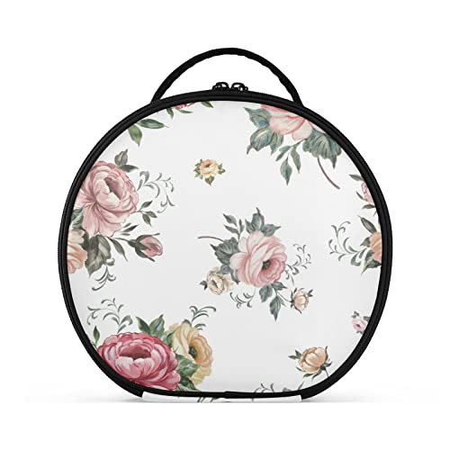 linqin Tragbare Make-up-Tasche für Frauen, Reise-Make-up-Tasche, Organizer mit verstellbaren Trennwänden, schöne florale Kulturtasche für Schmuck, Pinsel, Kosmetik, Kulturbeutel, Schönes Blumenmuster, Einheitsgröße von linqin