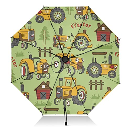 linqin Tragbarer Reise-Regenschirm Traktoren Kompakter Regenschirm für Sonne Regen Große Rückseite Winddicht 8 Rippen UV Regenschirm Automatisch für Männer Frauen von linqin