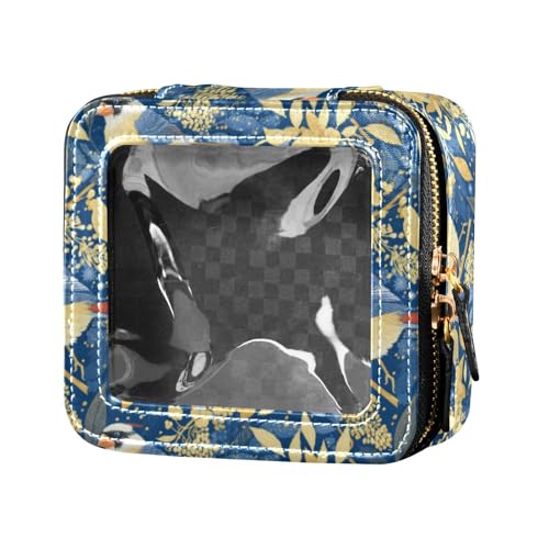 linqin Transparente Make-up-Tasche für Geldbörse, Reise-Kulturbeutel, tragbarer Make-up-Organizer für Fliegen, goldene und silberne Nordvögel, Einheitsgröße, Goldfarbene und silberne Nordvögel, 1 size von linqin