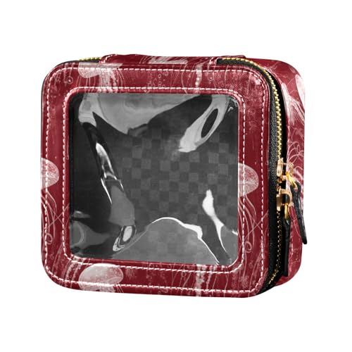 linqin Transparente Make-up-Tasche mit Cartoon-Quallen, Kulturbeutel mit Reißverschluss, Leder-Organizer-Taschen für Reisen, Cartoon-Quallen, 1 size von linqin