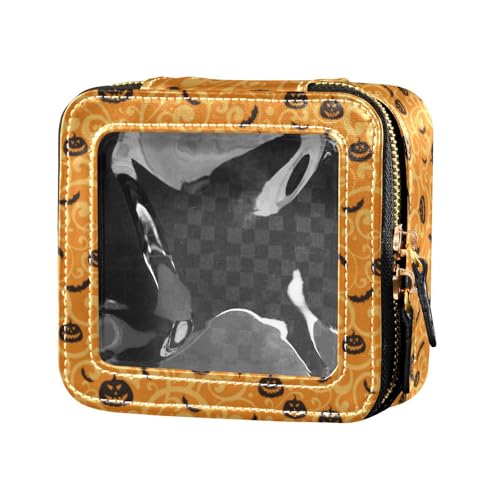 linqin Transparente Make-up-Tasche mit Halloween-Illustration, Kulturbeutel mit Reißverschluss, Kosmetiktasche, Organizer für Reisen, Halloween-Illustration, 1 size von linqin