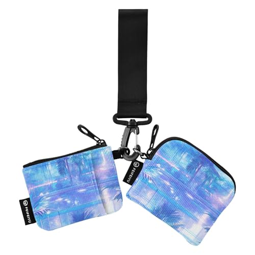 linqin Tropical Plants Blue Damen Geldbörsen Kartenetuis Slim Portable Kleingeld Geldbörse Geldbörse Geldbörse mit Schlüsselanhänger für Männer Frauen 2 Stück, Tropische Pflanzen, blau, 1 size von linqin