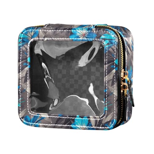 linqin Tropische dunkelblaue Dianthus-Blumen, transparente Make-up-Tasche, wasserdicht, Reise-Kosmetiktasche für Damen linqin Tropische dunkelblaue Dianthus-Blumen, transparente Make-up-Tasche, wasserdicht, Reise-Kosmetiktasche für Damen von linqin