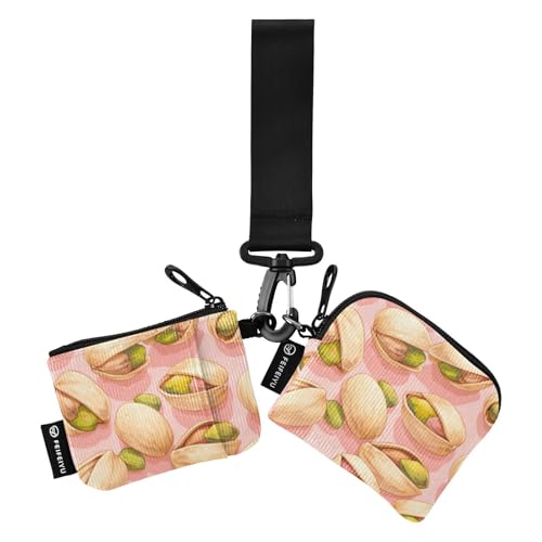 linqin Unique Nut Pink Dual Coin Purse Credit Card Holder Wallet Wallet Large Capacity Credit Card Wallet Organizer with Keychain for Ladies Girls 2 Packs, Unique Nut Pink, 1 size von linqin