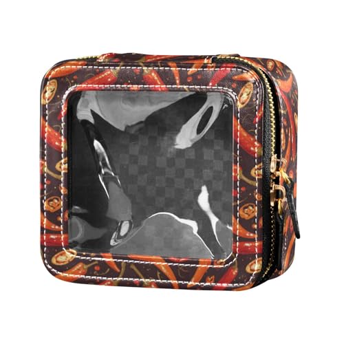 linqin Unique Peppers Kosmetiktasche aus Leder, Kulturbeutel, Nagellack-Organizer-Tasche für Damen, einzigartige Paprika, Einheitsgröße, Einzigartige Paprika, 1 size von linqin