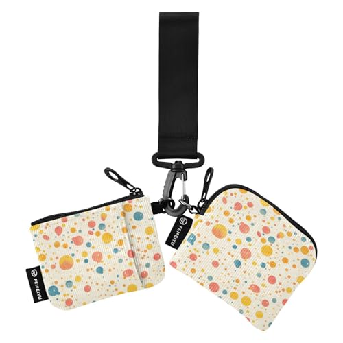 linqin Watercolorful Polka Dots Damen Geldbörsen Kartenetuis Große Kapazität Geld Organizer mit Handgelenkschlaufe für Männer Frauen 2 Packungen, Wasserbunte Punkte, 1 size von linqin