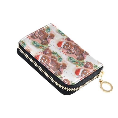 linqin Weihnachten Lebkuchen-Mini-Karten-Organizer für Mädchen, risikofrei, RFID-Kartenhalter, Leder, Reißverschluss, Geldbörse, Weihnachtliches Lebkuchen, 1 size, Classic von linqin