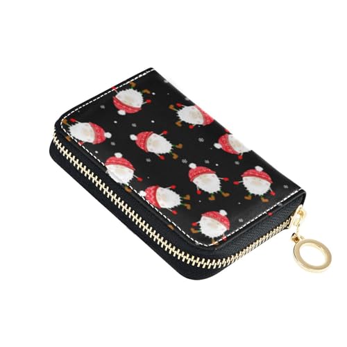 linqin Weihnachten Niedliche Zwerge Schwarz Kleine Karte Brieftasche für Mädchen Risikofrei RFID Blocking Wallets Leder Reißverschluss Geld Organizer, Süße Zwerge, Schwarz, 1 size, Classic von linqin