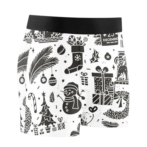 linqin Weihnachten Schwarz Muster Männer Boxer Brief Atmungsaktive Bambus Unterwäsche Männer Slips Unterhosen, Weihnachtliches schwarzes Muster, XX-Large von linqin