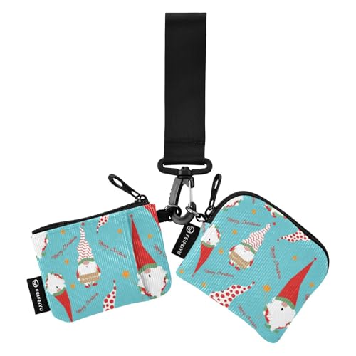linqin Weihnachtswichtel skandinavischer nordischer Weihnachtsmann Damen Geldbörsen Kartenhüllen Dünn Flach Visitenkartenhalter mit Reißverschlusstasche für Männer Frauen 2 Packungen, Zwerg von linqin