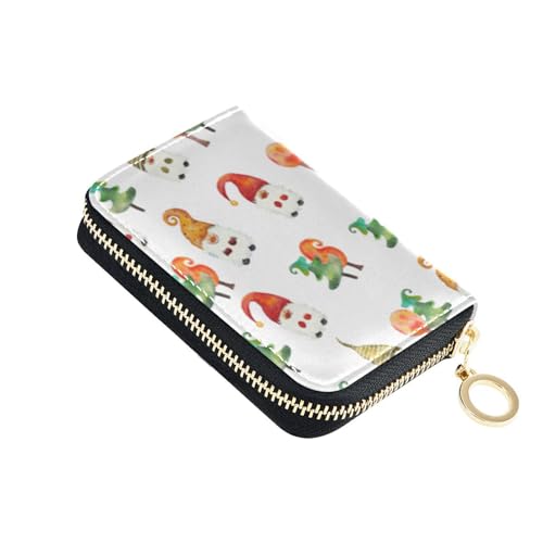 linqin Weihnachtszwerge Stilistische Bäume Kleiner Kartenhalter für Mädchen Risikofrei RFID-Kartenhalter Leder Reißverschluss Kreditkartenfächer, Zwerge Stilistische Bäume, 1 size, Classic von linqin