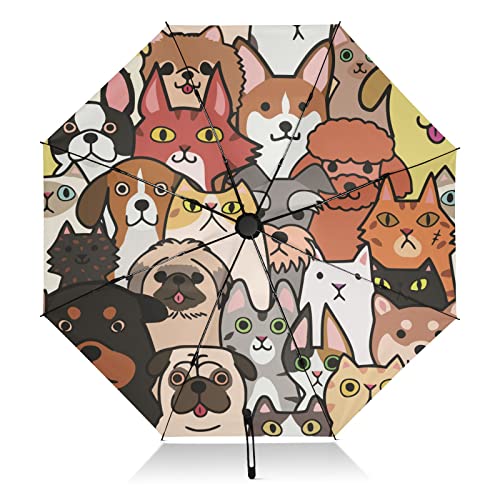 linqin Winddichter kompakter Regenschirm Doodle Dogs Cats Faces Reverse Travel Regenschirm für Sonne Regen Faltbar 8 Rippen Großer UV Regenschirm Automatisch für Männer Frauen linqin Winddichter kompakter Regenschirm Doodle Dogs Cats Faces Reverse Travel Regenschirm für Sonne Regen Faltbar 8 Rippen Großer UV Regenschirm Automatisch für Männer Frauen von linqin