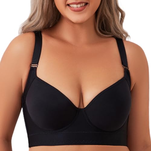 linsgbpo Damen Push Up BH Vollabdeckung Bügel BH mit Unterstützung Verstecken Rücken Fett BH, Schwarz, 90C linsgbpo Damen Push Up BH Vollabdeckung Bügel BH mit Unterstützung Verstecken Rücken Fett BH, Schwarz, 90C von linsgbpo