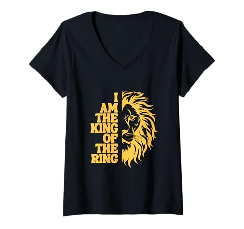 Damen König des Rings T-Shirt mit V-Ausschnitt Damen König des Rings T-Shirt mit V-Ausschnitt von lion ring life box fighter