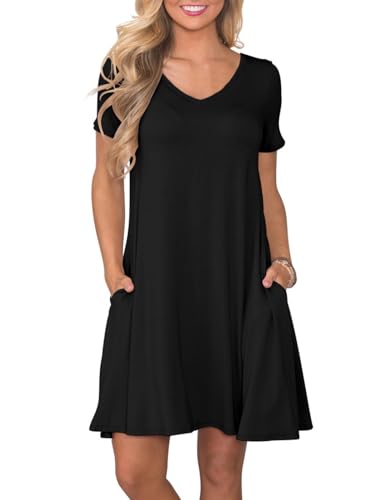 lionstill Lässiges T-Shirt-Kleid für Damen, Sommer, kurzärmelig, Swing-Kleider mit Taschen, Schwarz, Mittel lionstill Lässiges T-Shirt-Kleid für Damen, Sommer, kurzärmelig, Swing-Kleider mit Taschen, Schwarz, Mittel von lionstill