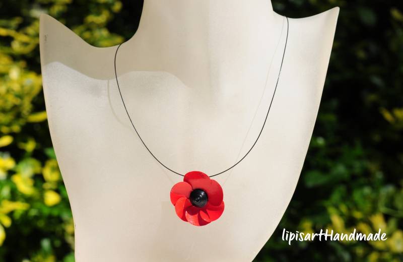 Feine Drahtkette - Mohnblume Papierkunst von lipisartHandmade