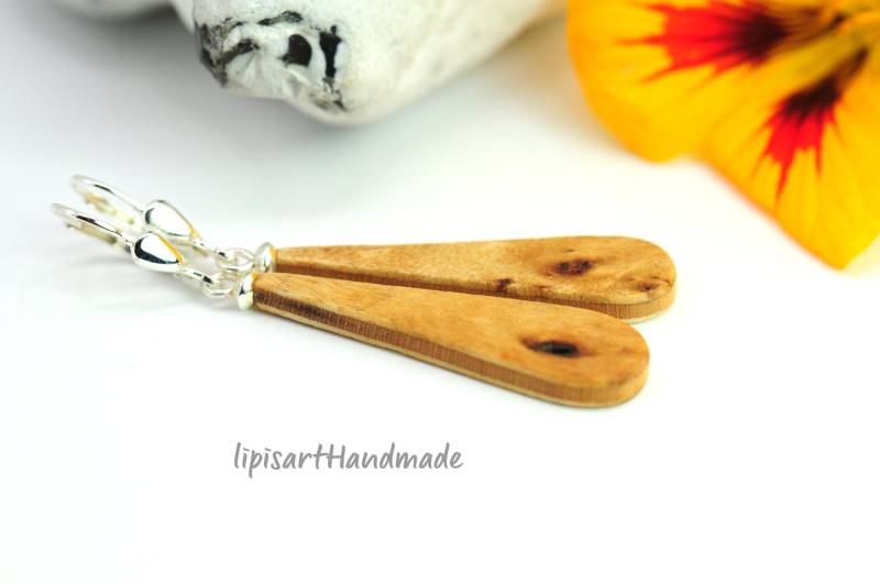 Ohrringe - Handgefertigte Holztropfen Schichtholz Pappelmaser/Ahorn Brisuren Silber 925 Unikat Ohrringe - Handgefertigte Holztropfen Schichtholz Pappelmaser/Ahorn Brisuren Silber 925 Unikat von lipisartHandmade