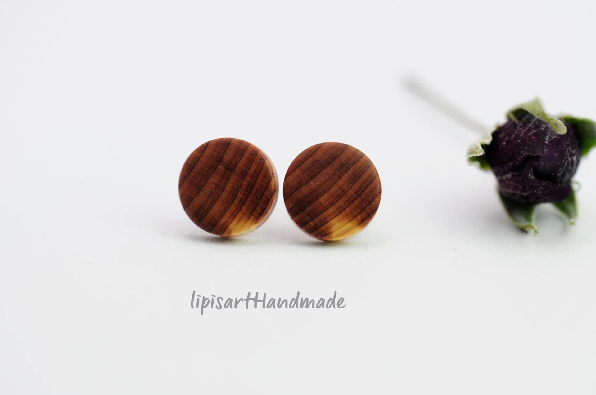 Ohrstecker - Kreisscheibe Rötliches Wacholderholz Handgedrechselt Mit Silberstecker 925 Unikat Ø 10, 5mm Ii Ohrstecker - Kreisscheibe Rötliches Wacholderholz Handgedrechselt Mit Silberstecker 925 Unikat Ø 10, 5mm Ii von lipisartHandmade