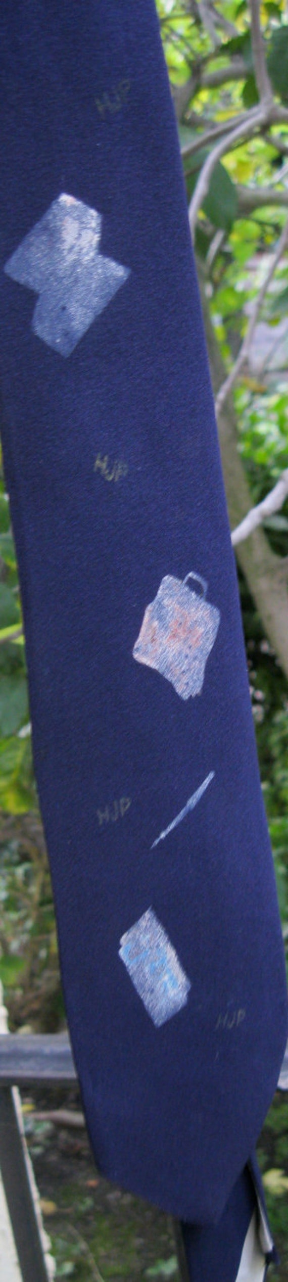 1950Er Jahre Seide Grafik Krawatte Handbemalte Aktentasche Stifte von lipmeister