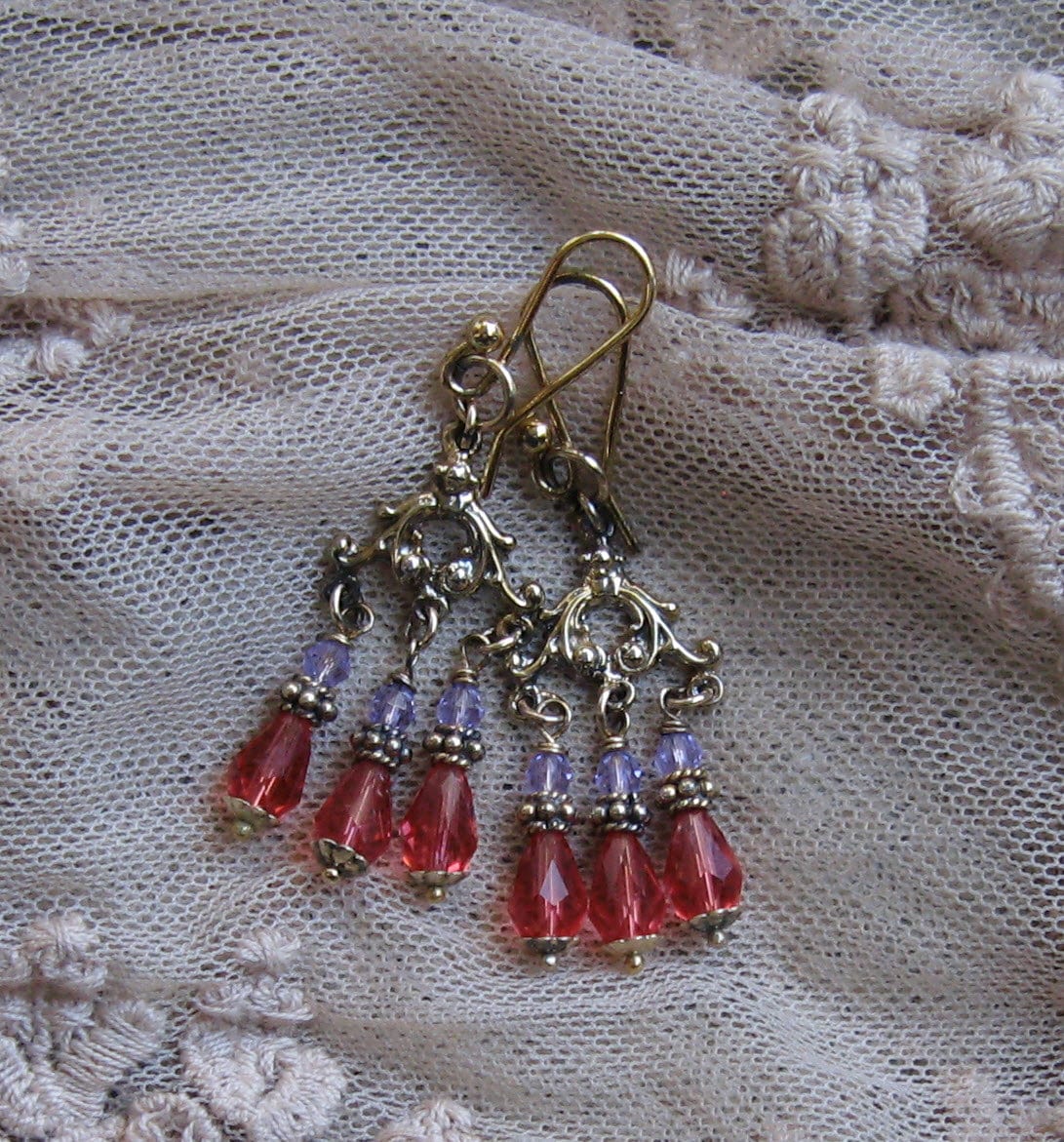 Gold Ohrhänger/Swarovski Padparadscha Lt. Amethyst Gold Ohrhänger/Swarovski Padparadscha Lt. Amethyst von liquidstarjewelry