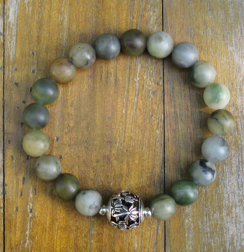 Polar Jade & Sterling Silber Armband - Stretch Thai Baum Polar Jade & Sterling Silber Armband - Stretch Thai Baum von liquidstarjewelry
