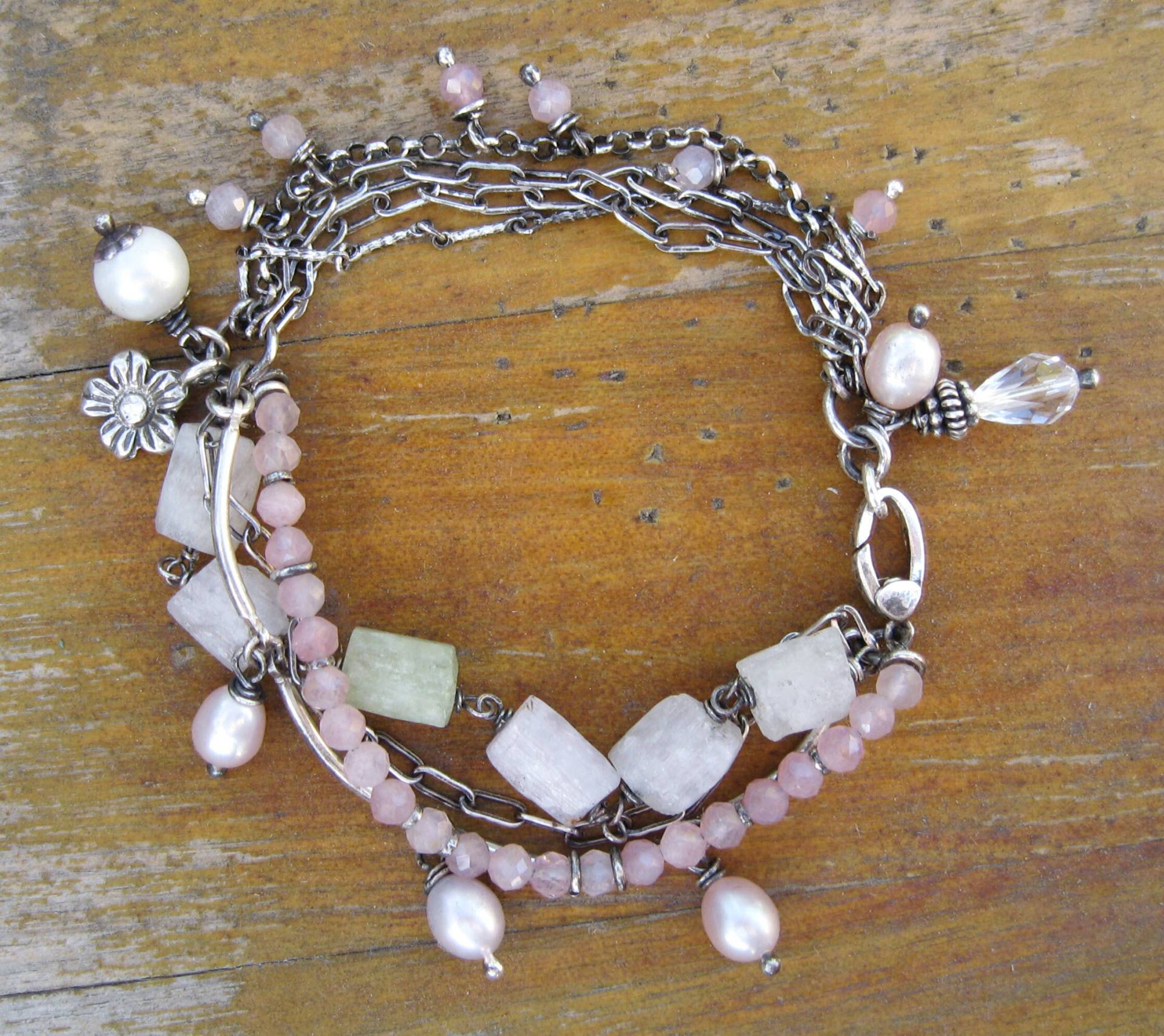 Pretty in Pink - Kunzit, Rosaquarz, Süßwasserperle, Sterling Silber, Kette Pretty in Pink - Kunzit, Rosaquarz, Süßwasserperle, Sterling Silber, Kette von liquidstarjewelry