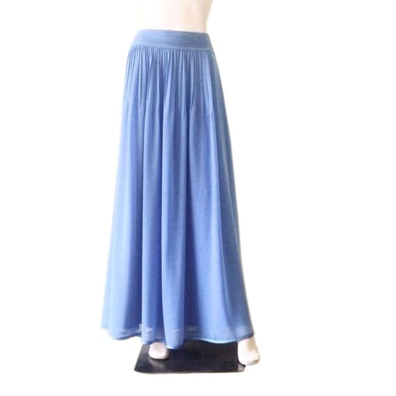 Blauer Jay Maxi Rock. Brautjungfernrock. Langer Abendrock. Chiffon Bodenlänge von lisaclothing