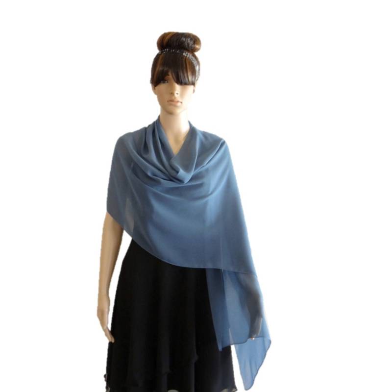 Blaugrauer Chiffon Schal. Bläulich Grauer Langer Tuch von lisaclothing